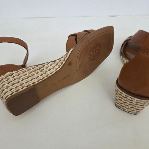 Vince Camuto Womens Baylees Sandals Sz 9 Leather Wedge Espadrille Aged Rum Brown - Picture 8 of 11